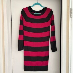 NWT Tommy Hilfiger Tommy Girl Pink/ Gray Striped Sweater Dress Magenta/ Charcoal